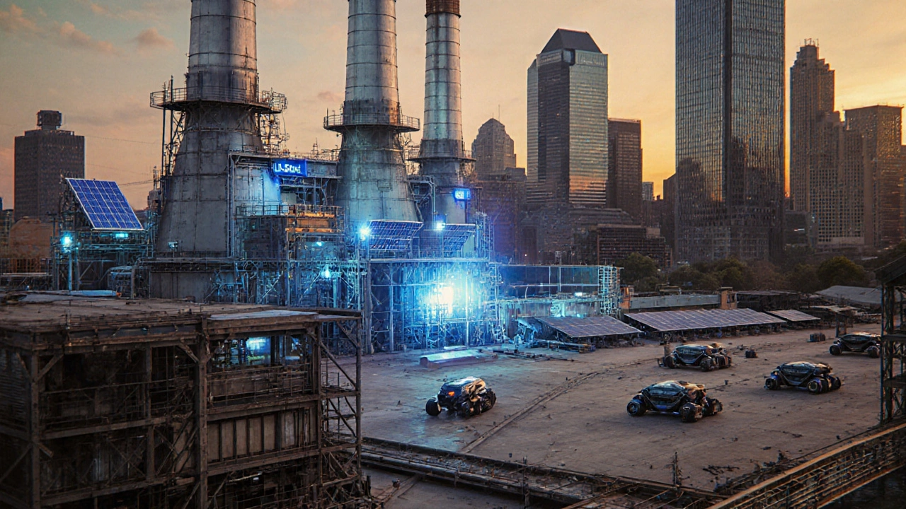 Modern steel plant with electric furnaces and robotics lab on former mill grounds