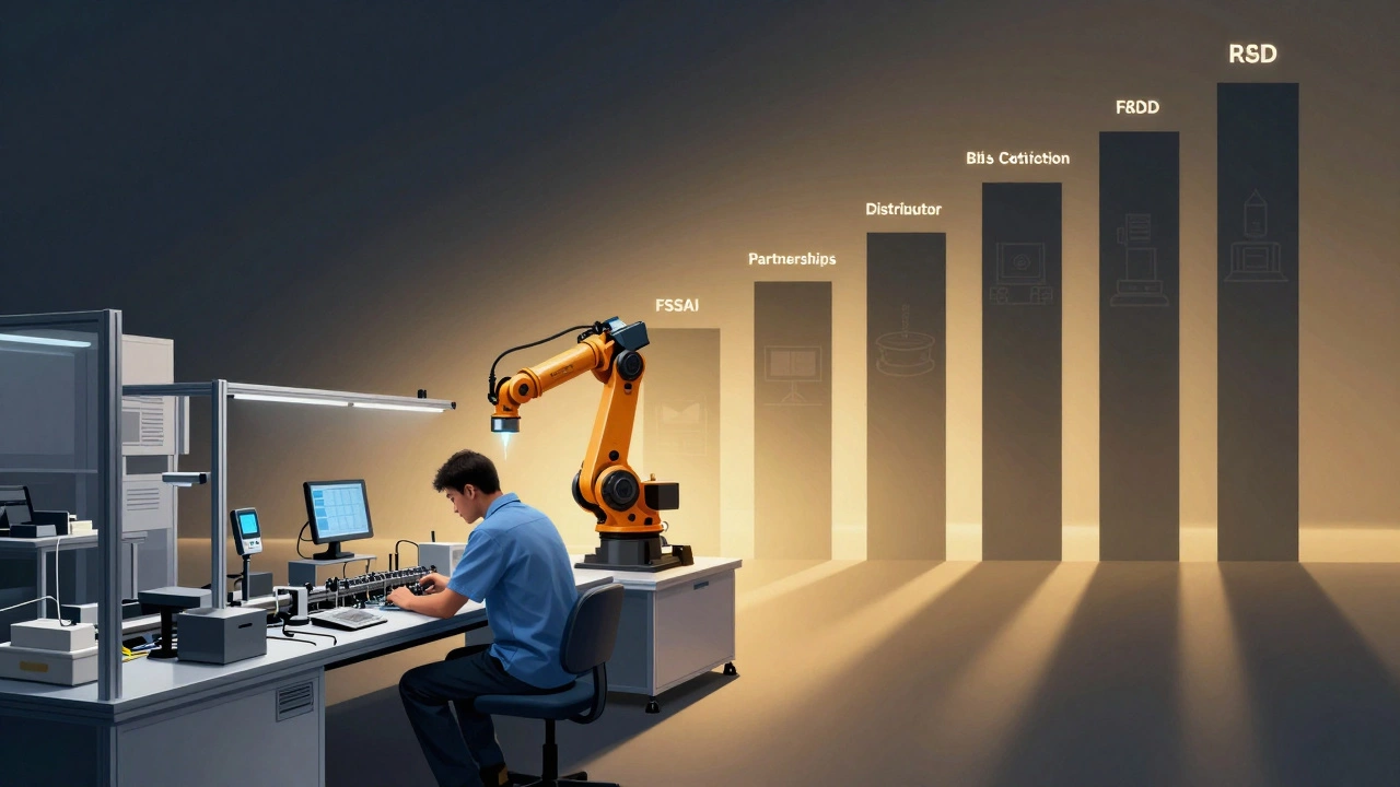 Transformation from manual assembly to automated manufacturing with certifications and partnerships rising as pillars.