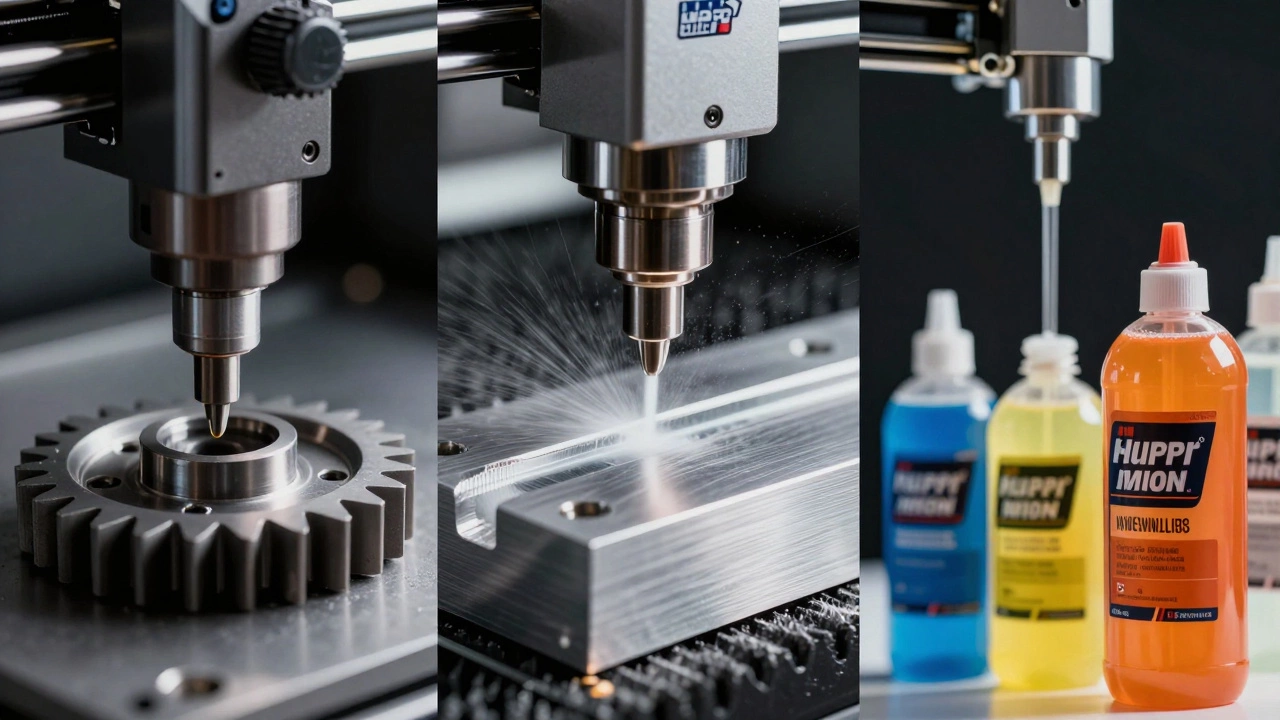 Close-ups of 3D printing, CNC milling, and chemical mixing processes