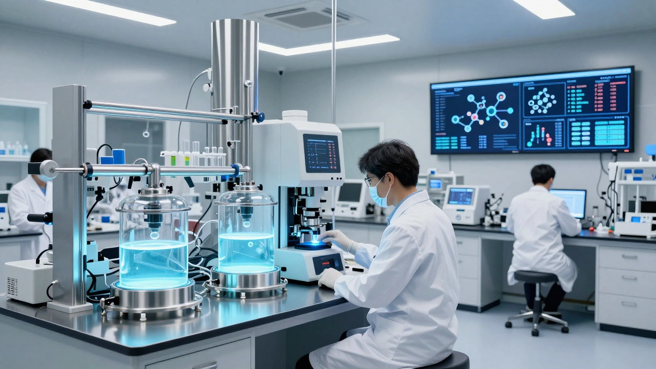 Modern high-tech laboratory focusing on biotech and pharmaceutical research.