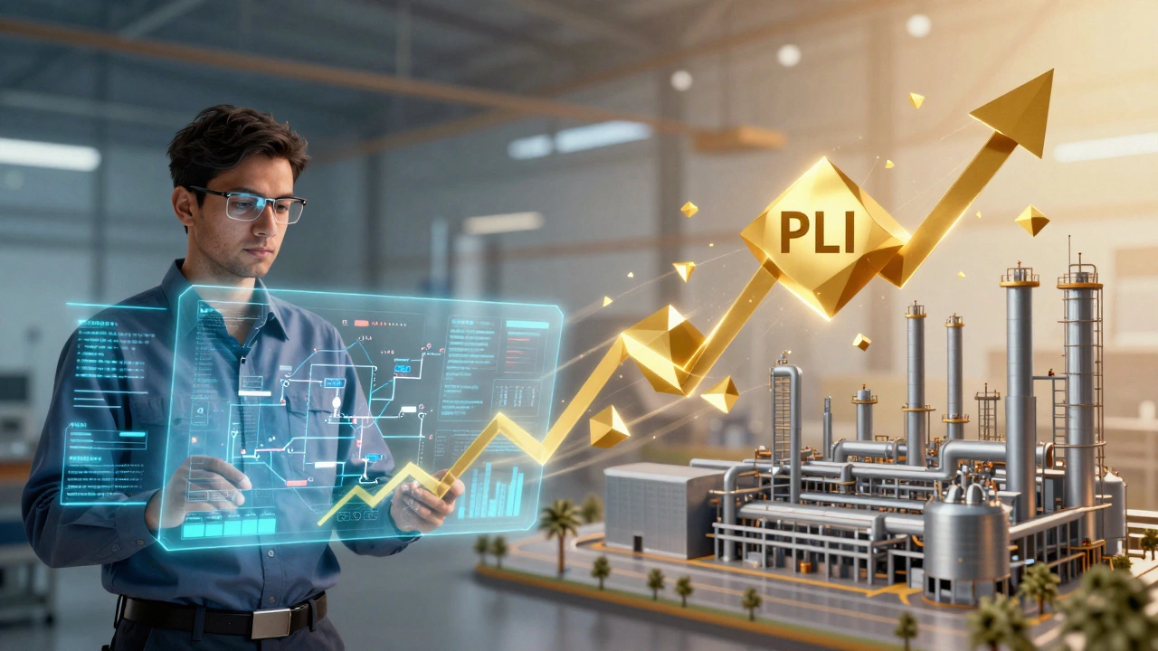 Engineer optimizing workflow with government incentive symbols