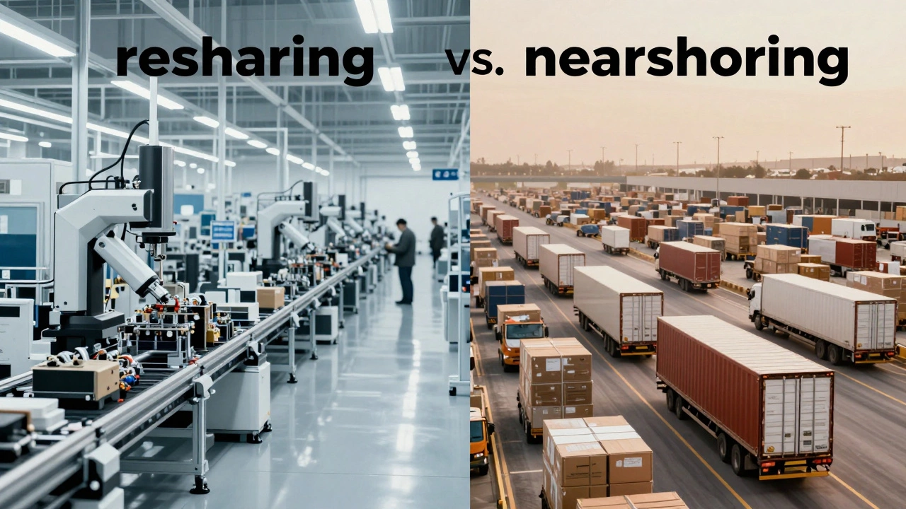 Visual metaphor of reshoring and nearshoring supply chains
