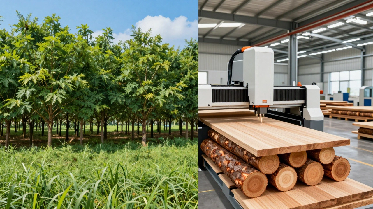 Teak plantation and modern wood processing facility