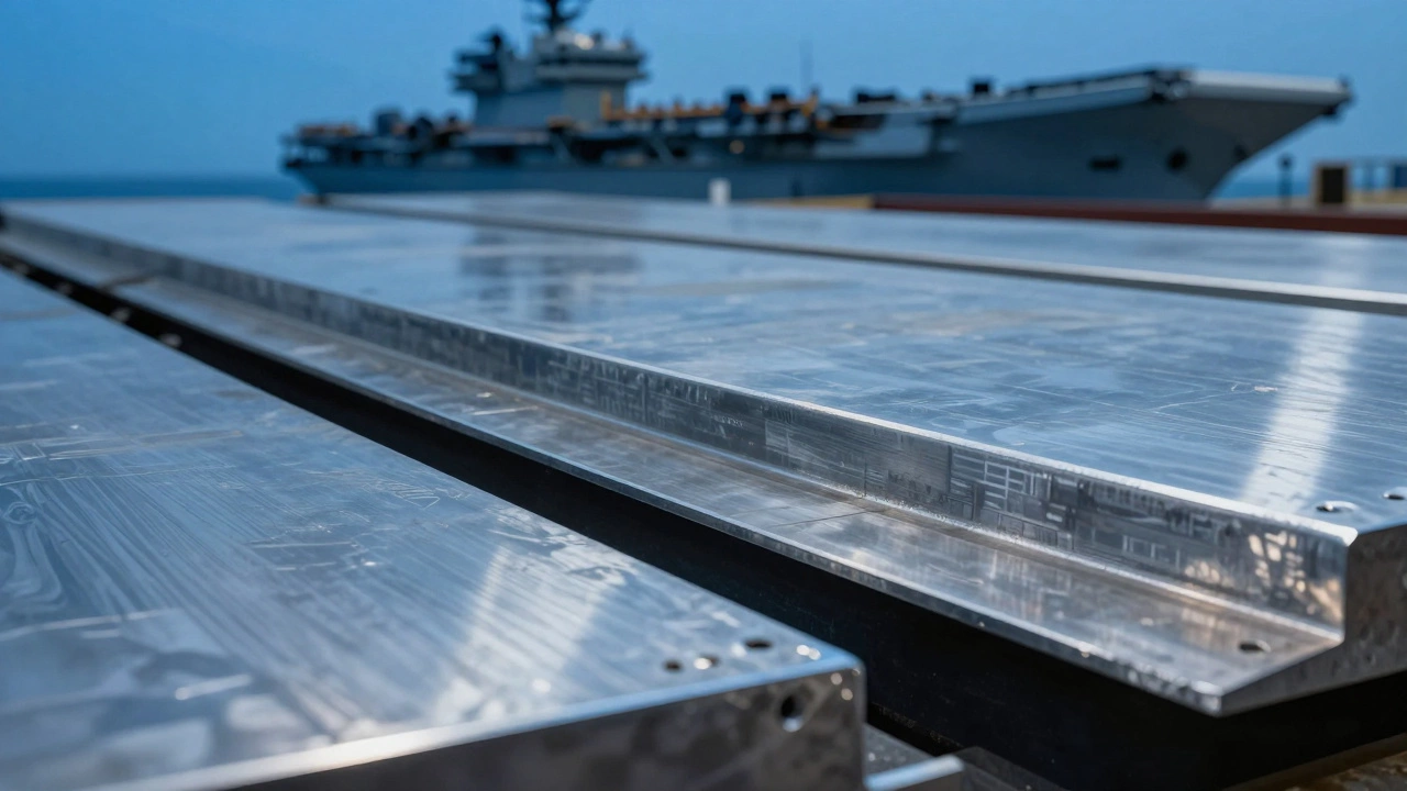Thick steel plates for military armor with shipyard background