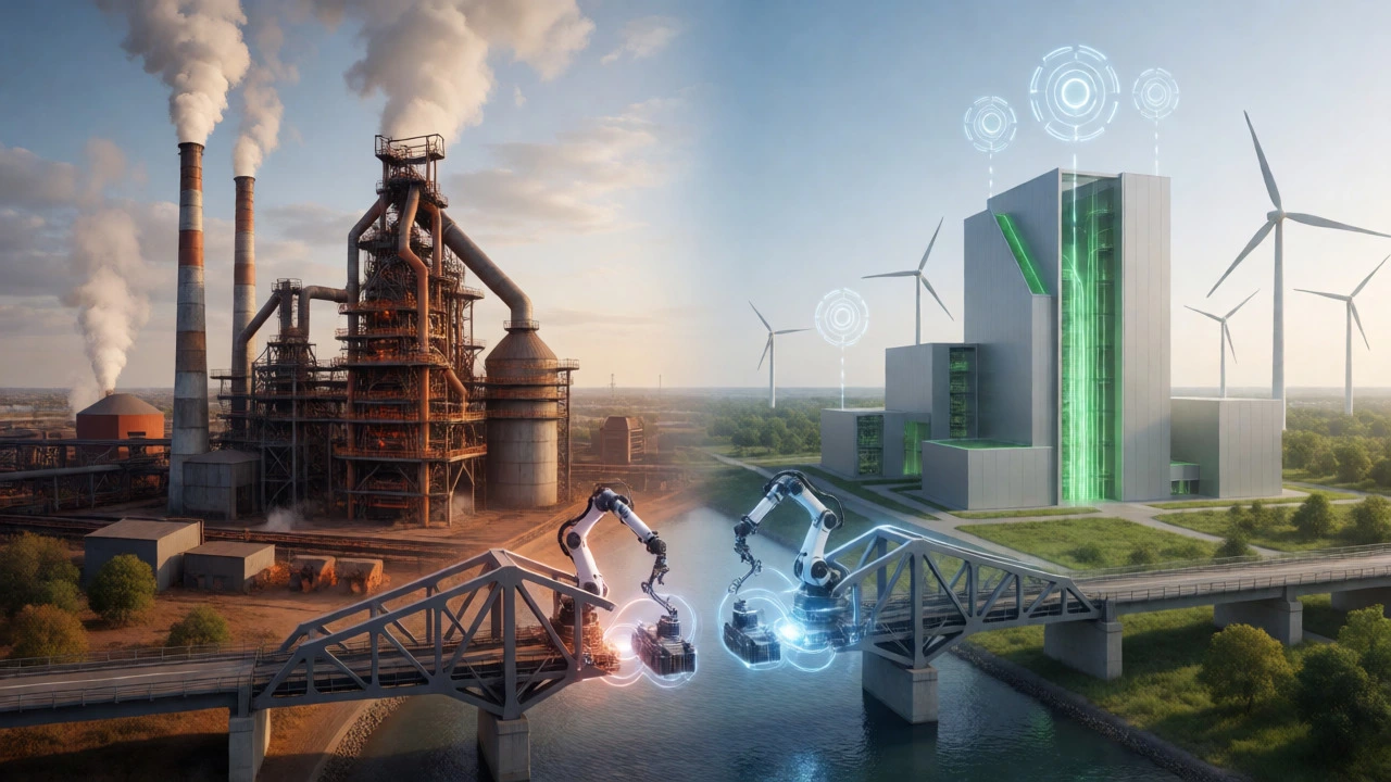 Comparison of legacy blast furnaces and modern green hydrogen steel plants.