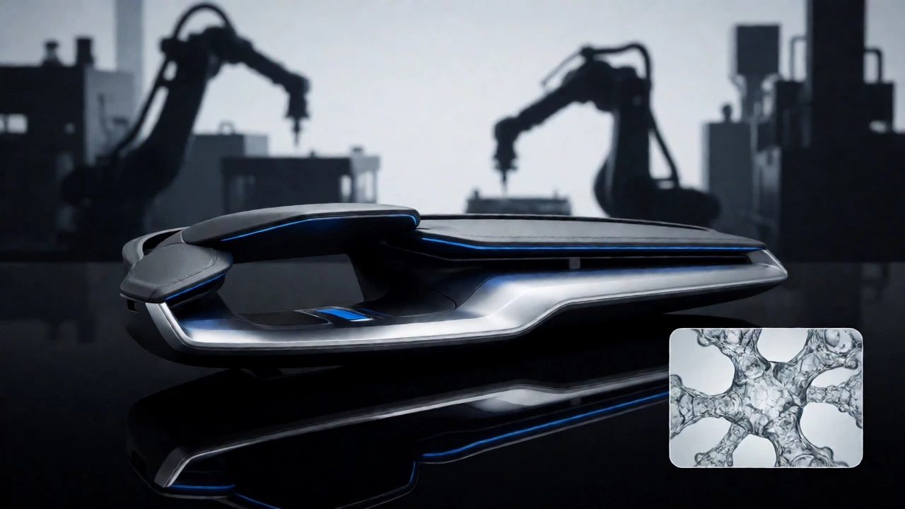 Precision German polymer auto part with molecular detail